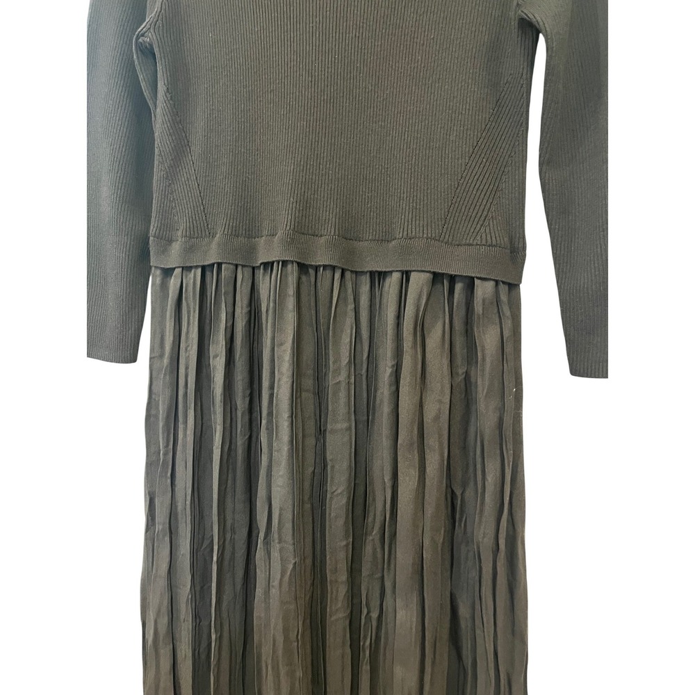 NWT Nic + Zoe Kira Long Sleeve Knit & Woven Pleated Maxi Dress Black Onyx  L - Picture 5 of 11